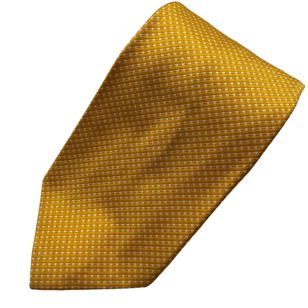 Vtg John Wanamaker Mens Tie Necktie Wide Polyester Yellow Tiny Squares Mod Disco